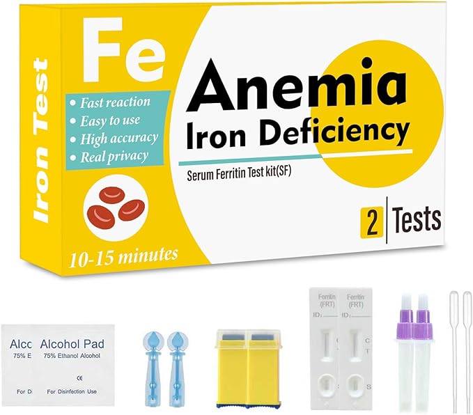 Iron Deficiency at Home Test Kit – 2 - Pack Anemia Iron Test Kit for Quick Response and Accurate Results. Suitable for Both.