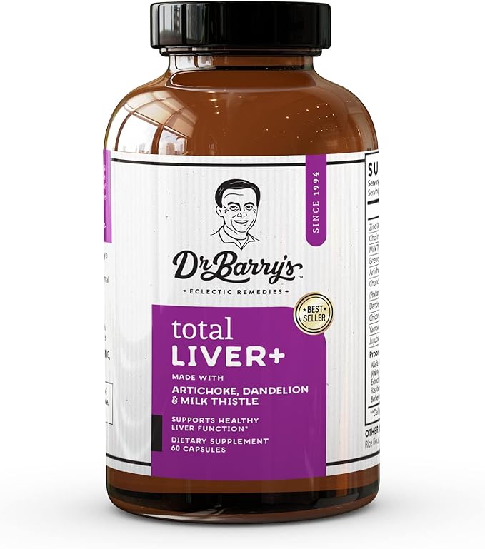 Dr. Barry's Total Liver Supplement with Milk Thistle Artichoke Dandelion Root Support Healthy Liver Function &amp Natural Cleanse Boost Immune System 60 Capsules