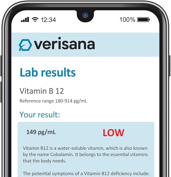 Verisana B Vitamins Test – Determine Your Vitamin B9 and B12 Values Easily &amp Conveniently from Home –Analysis by CLIA-Certified Lab