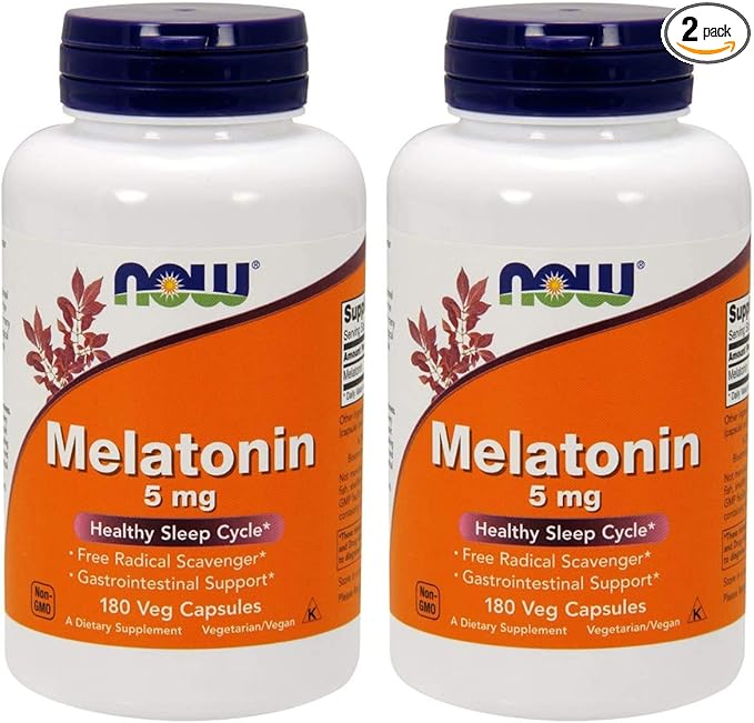 Now Foods High Potency 5mg Melatonin 2X(180 vcaps) White/Orange