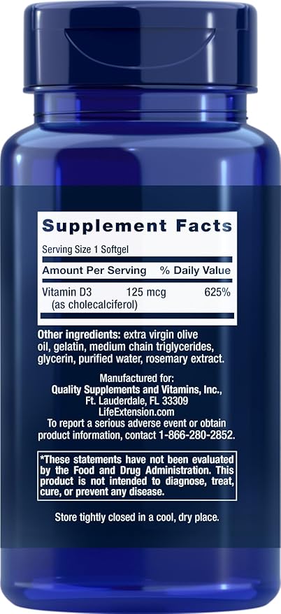 Life Extension Vitamin D3 5000 IU 120 Softgels (Pack of 2)
