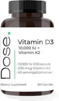 DOSE K2D3 - Vitamins and Minerals for Daily Wellness and Nutritional Support - 180 Capsules