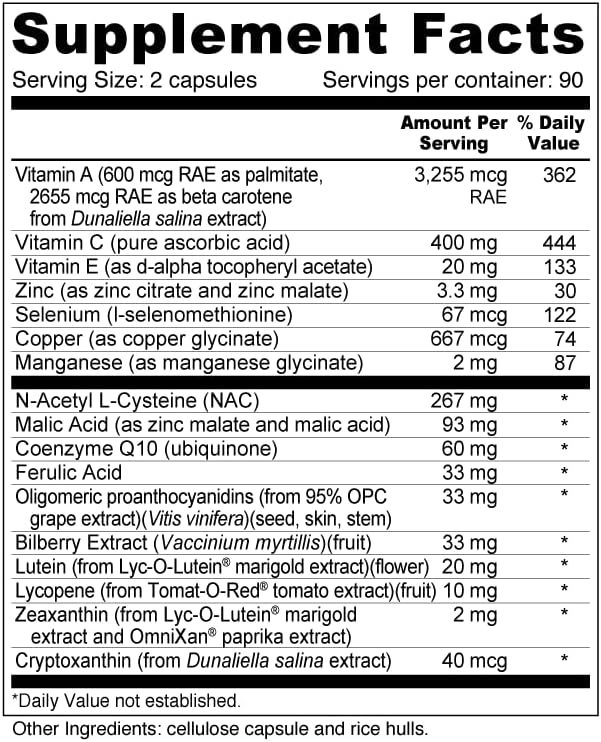 Wellness Resources Daily Protector Eye &amp Immune - Lutein Lycopene Zeaxanthin Cryptoxanthin Bilberry and More for Eye Immune and Skin Health (180 Capsules)
