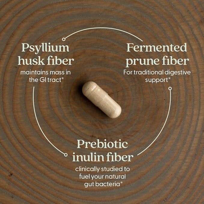 New Chapter All-Flora Multi-Fiber Supplement with Clinically Studied Prebiotic Inulin + Psyllium Husk for Digestion &amp Gut Health Good Source of Daily Fiber USDA Organic 100% Vegan 120 Count
