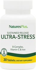 NaturesPlus Ultra-Stress with Iron Sustained Release - 30 Vegetarian Tablets - Stress Relief Supplement with B-Complex &amp Vitamin C - Energy Booster Mood Enhancer - Gluten-Free - 30 Servings