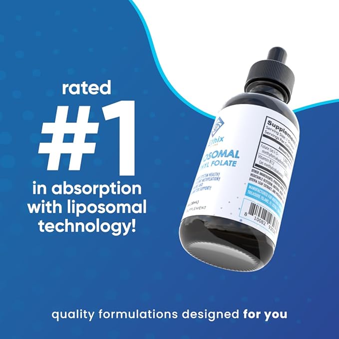 NuEthix Formulations B12 Liposomal with Methyl Folate Dietary Supplement Bioactive B Vitamins to Support an Optimal Metabolism 1 Fluid Ounce 30 Servings