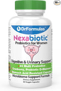 DrFormulas Cranberry Probiotics for Women Vaginal Health &amp Urinary Tract with Fiber Prebiotic &amp D Mannose | Nexabiotic Feminine Health Vaginosis with Lactobacillus Acidophilus for Yeast 60 C