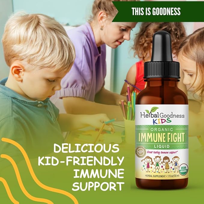 Immune Support 1oz with Ashwagandha for and Turmeric Herbal Supplements - Natural Kids Immune Booster Drops for Wellness and Immune Support for Kids - Non-GMO - Made in USA
