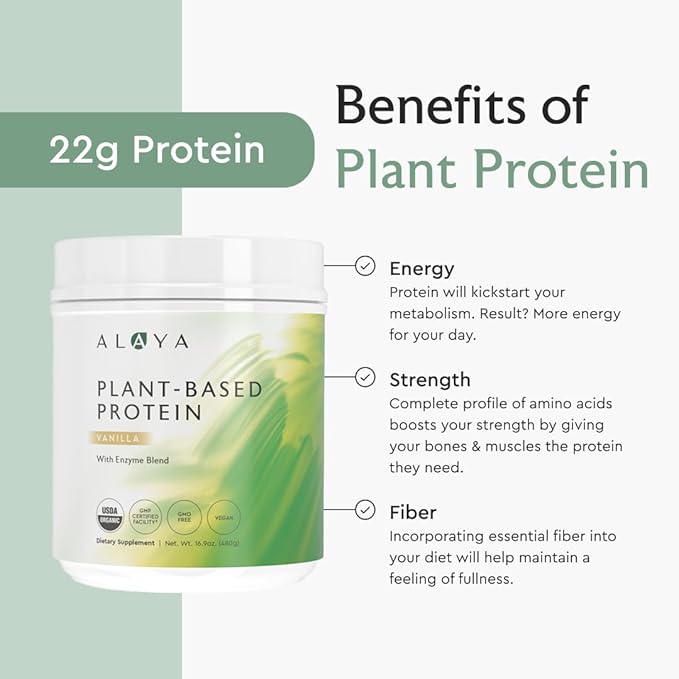 Alaya Plant-Based Protein Powder (Vanilla) Micronized Creatine Powder &amp Metabolism Plus Strength Recovery &amp Daily Energy – Fitness Bundle