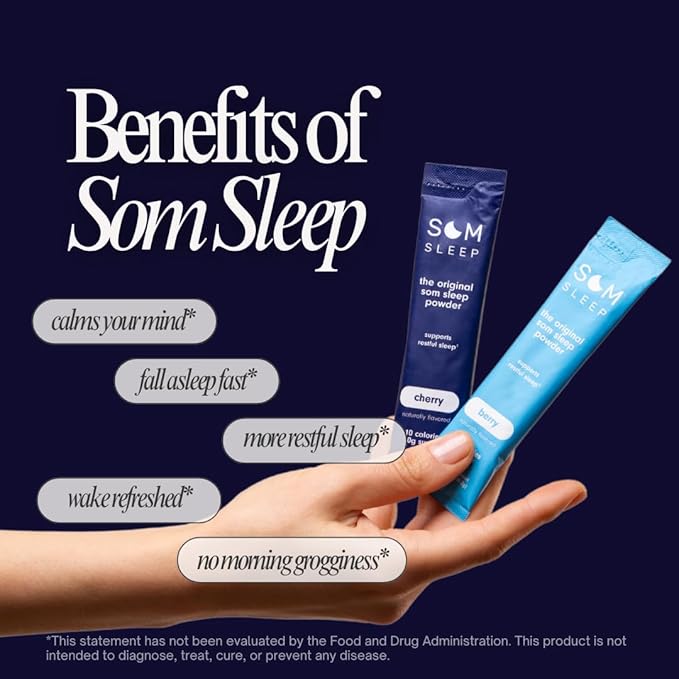 Som Sleep Calm Sleep Aid Drink Mix Powder w/ 3mg Melatonin Magnesium Vitamin B6 L-Theanine &amp GABA – Vegan Zero Sugar Keto Friendly – Mango 10-Pack