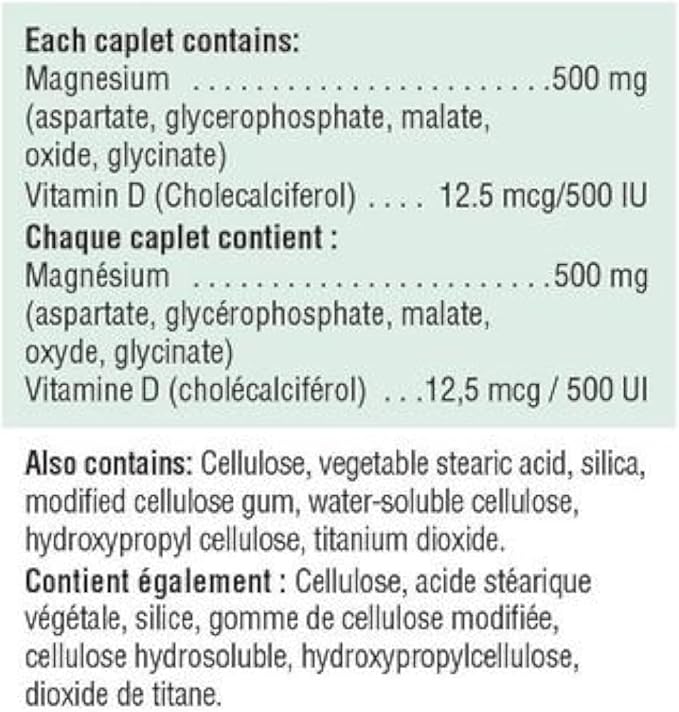 Jamieson High-Potency Magnesium 500 mg + D3 500 IU Formula 60 caplets