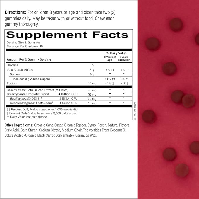 SmartyPants Teen Girl Multivitamin Gummies: Omega 3 Fish Oil (EPA/DHA) Vitamin D3 C Vitamin B12 &amp Kids Probiotic Immunity Gummies: Prebiotics &amp Probiotics for Digestive Health