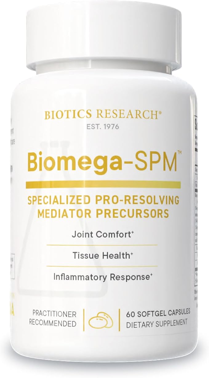 BIOTICS RESEARCH Biomega-SPM™ - Professional-Strength Omega-3 Metabolites - 500mcg PRMs/Serving - 7 Identified Active Compounds - Joint Comfort &amp Tissue Health - 60 Mini Softgels