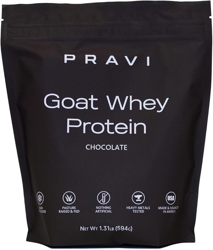 Pure Goat Whey Protein Powder - Whey Protein Supplement - Easy to Digest - Less Lactose - Soy Free - Chocolate Sea Salt Flavor - 20 Servings