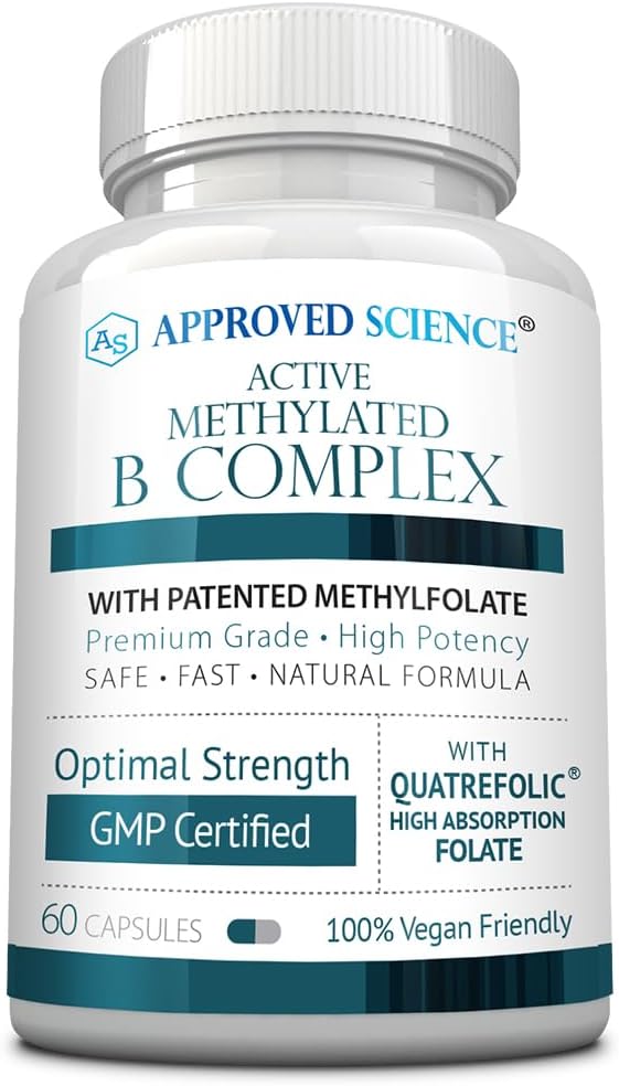 Approved Science Methylated B Complex – Full Bioactive Vitamin B Complex - Folate (5-MTHF) Methylated Vitamin B12 P5P – Methylation Support – Choline Betaine - 60 Capsules
