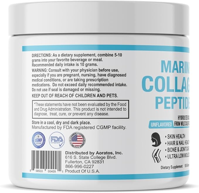 Aoratos Marine Collagen Peptides 150 Grams Unflavored