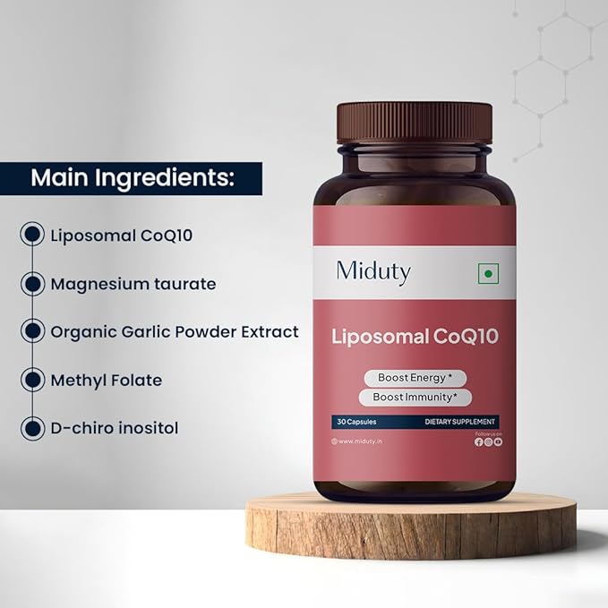 by Palak Notes Liposomal CoQ10 - Coenzyme Q10 (CoQ10) - Organic Garlic Powder Extract - Methyl Folate - Gluten Free - Non-GMO - 30 Capsules