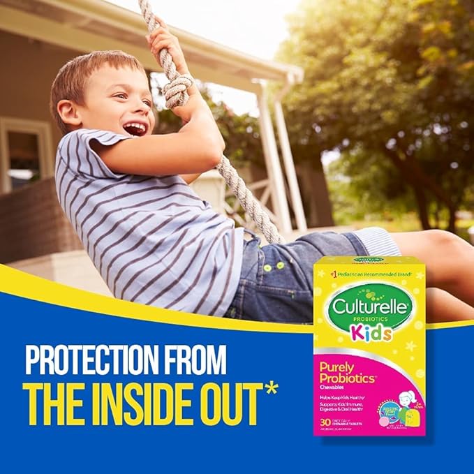 Culturelle Kids Chewable Daily Probiotic for Kids Ages 3+ 30 Count #1 Pediatrician-Recommended Brand Natural Berry Flavored Daily Probiotics for Digestive Health Oral Care &amp Immune Support