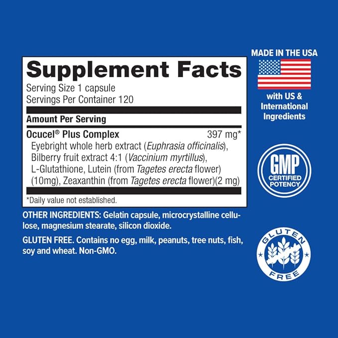 Hi-Health Ocucel Complex Advanced Eye Support Vitamins for Protection from Excessive Use of Computers and Cellphones 120 Capsules