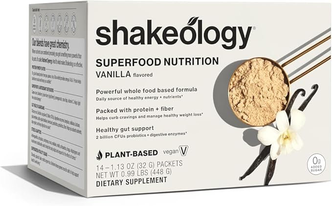 BODi Shakeology 0g Added Sugar Plant-Based Vegan Protein Powder – Gluten-Free Superfood Shake with Vitamins &amp Minerals – Helps Support Healthy Weight Loss &amp Gut Health Vanilla 14 Individual