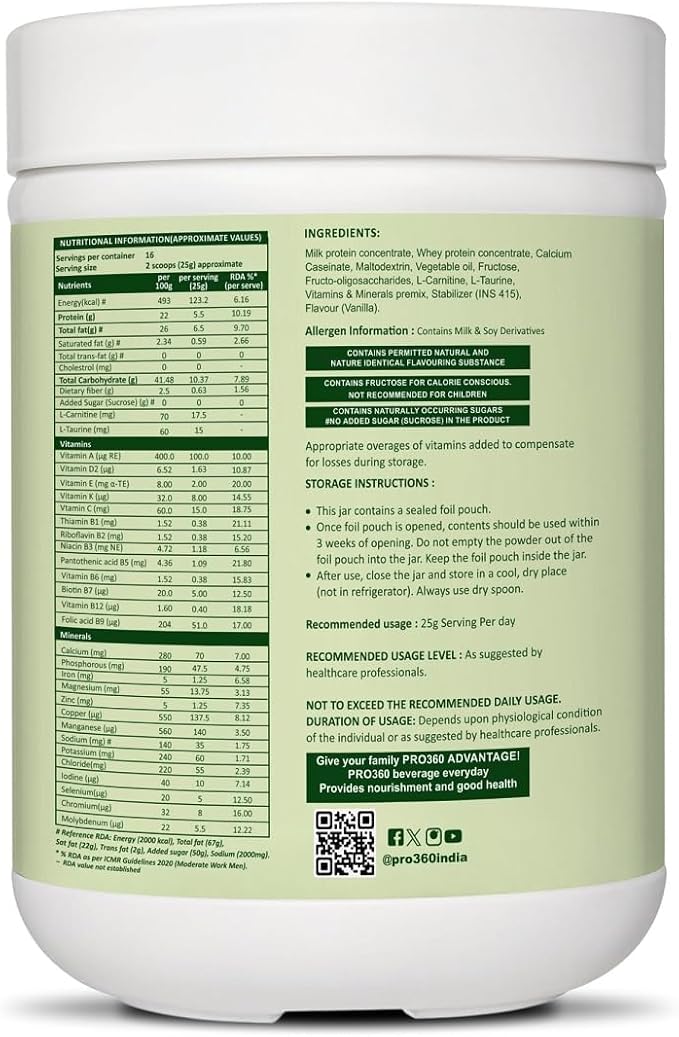 Powder – Vanilla Flavour 400g – High Protein Dialysis Care Nutritional Supplement for Renal Support – Vanilla Protein Powder with L-Taurine