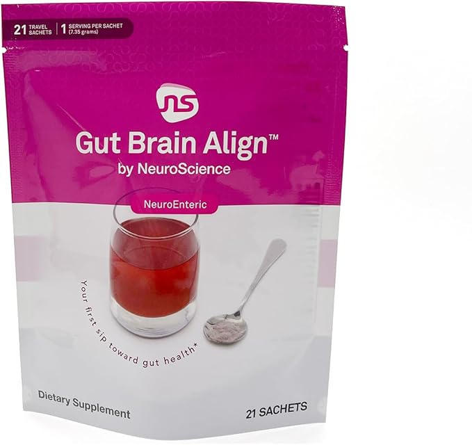 Neuroscience Gut Brain Align Powder - L-Glutamine Powder for Gut Health and Stress Support - Glutamine GABA Saffron DGL Aloe and Uridine (21 Sachets)