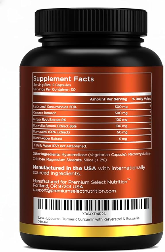 Liposomal Turmeric Curcumin with Resveratrol &amp Boswellia Serrata