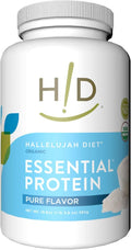 Hallelujah Diet Organic Essential Protein Powder - Pure - High in Protein and Minerals - 19.8oz (15 Servings)