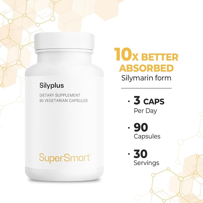 Supersmart - Silyplus 360mg per Day (Patented) - with Silymarin Milk Thistle Supplement - Siliphos Phytosomes | Non-GMO &amp Gluten Free - 90 Vegetarian Capsules