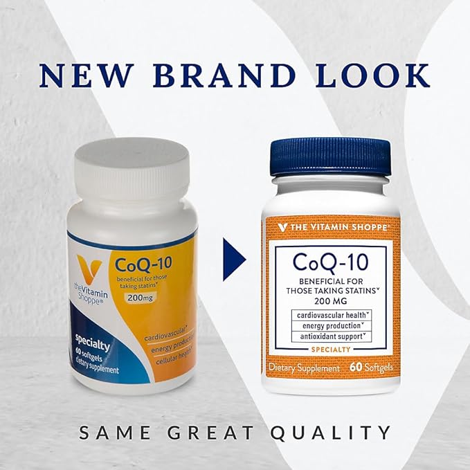 The Vitamin Shoppe CoQ-10 200mg Beneficial for Those Taking (60 Softgels)
