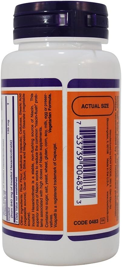 NOW Flush-free Niacin 250mg 90 Capsules (Pack of 2)