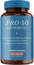 Vitamin Bounty Pro-50 Probiotics 50 Billion CFU for Women &amp Men - 13 Multi Strain Probiotic + Prebiotic - Digestive Health Supplements for Gut Health Support - Delayed Release Capsules for Men &am