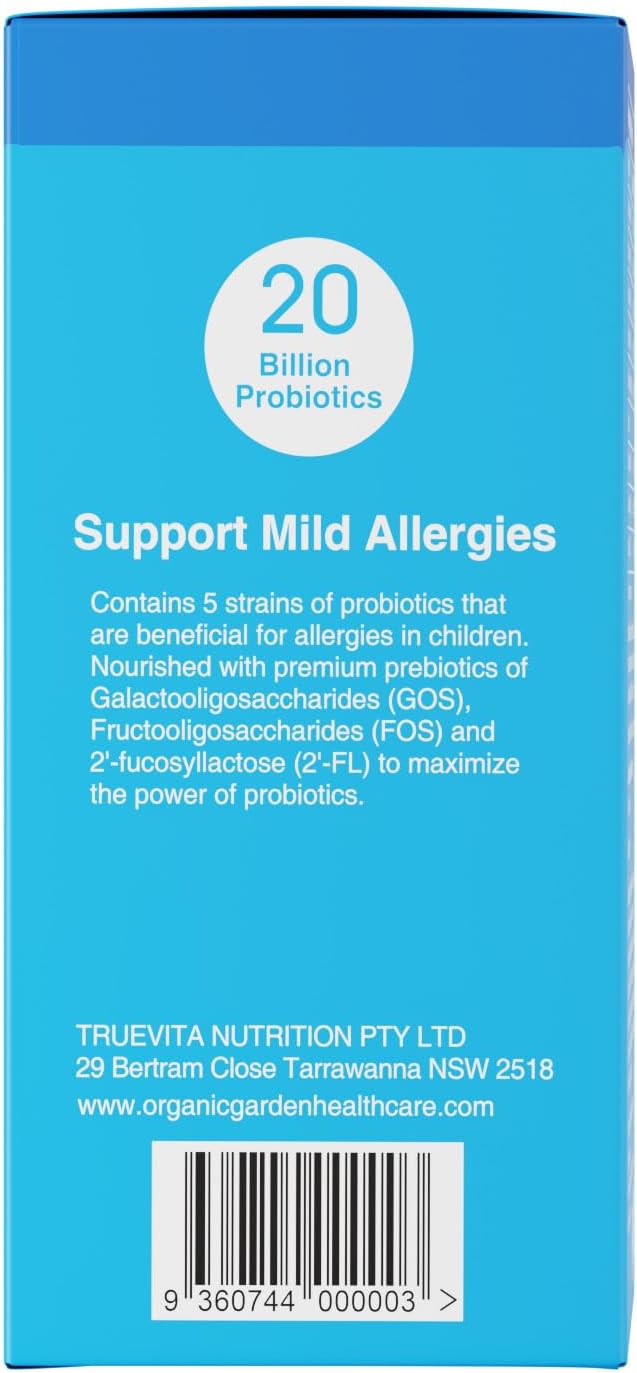 Organic Garden Kids Probiotic Supplement – 200 Billion CFU with Prebiotic Fiber – Digestive &amp Immune Support – Strawberry Flavor – 30 Sachets