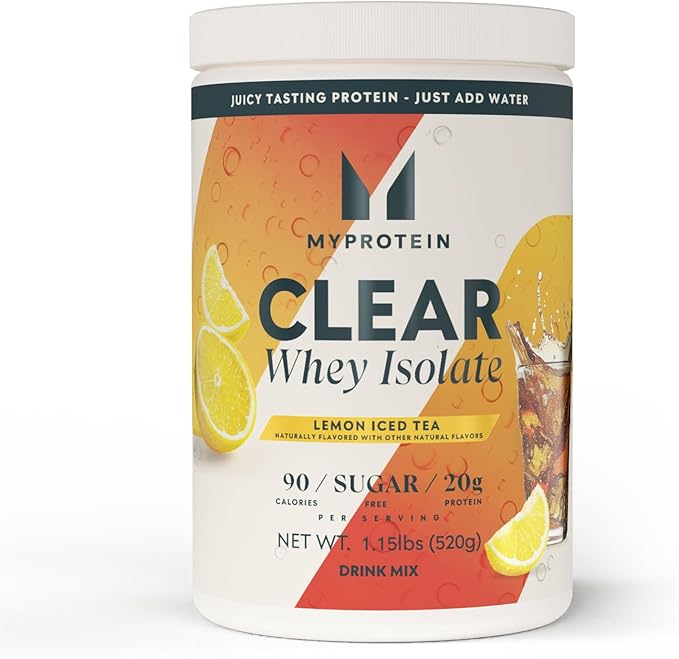 Myprotein Clear Whey Isolate Protein Powder 20 Servings (1.1lbs) Lemon Ice Tea 20g Protein per Serving Naturally Flavored Drink Mix Daily Protein Intake for Superior Performance