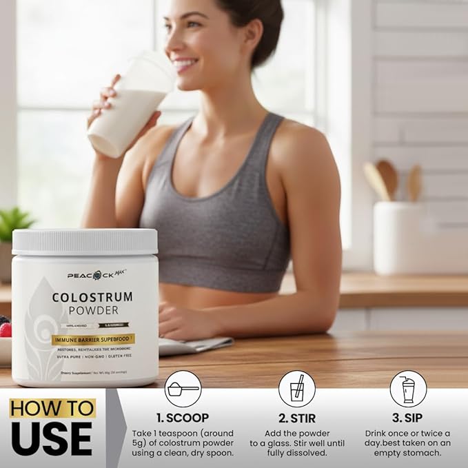 Colostrum Powder – 60g (30 Servings) Unflavored Bovine Colostrum Supplement Superfood for Hair Skin &amp Gut Health Gluten-Free Non-GMO