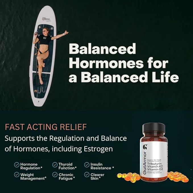 GutArmor Gut &amp Heart Health + Immune Support | 120 Soft Gel Capsules | Pure Butyrate 350mg &amp Vitamin D3 2000IUs &amp Vitamin K2 120mcg | Heart Health | Gastrointestinal Support
