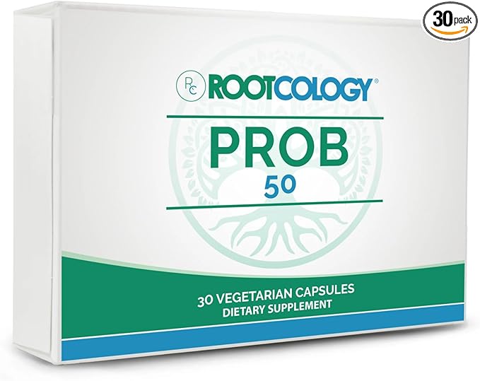 Rootcology by Dr. Izabella Wentz | ProB 50 | 18 Shelf-Stable Probiotic Strains to Support Gut Health and Maintain Bowel Regularity with Bifidobacterium Lactobacillus and More | 30 Vegetarian Capsules
