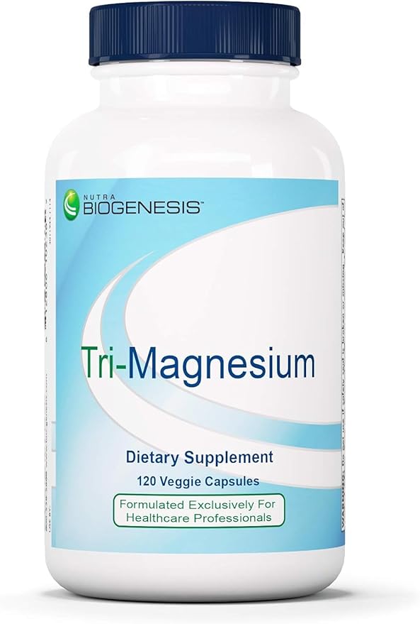 Nutra Biogenesis Tri-Magnesium - Triple Magnesium Complex High Absorption Supplement with Citrate Malate &amp Oxide for Bone Muscle &amp Teeth Support 3 in 1 Formula for Women &amp Men - 120 Ca