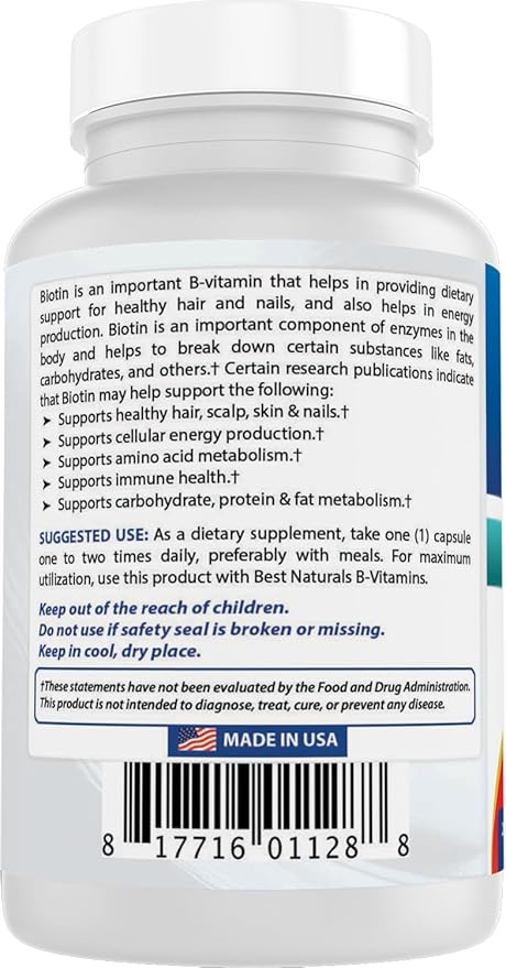 Best Naturals Biotin 10000 mcg 200 Capsules (Pack of 3)
