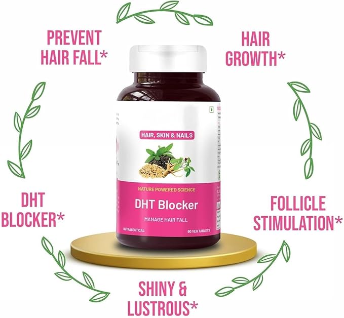 BiotinPumpkin SeedGreen TeaOmega 3Vitamin CEB6ZincSeleniumBetasitosterolReduce Hair Fall Stimulate Hair Growth &amp Regrowth Supplement-60 Vegetarian Tablets