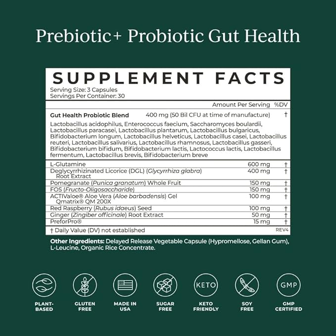 CYMBIOTIKA Probiotic + Prebiotic 60 Billion CFU - 19 Strains Gut Health Supplement for Women &amp Men Immune Support Digestive Health &amp Gut Balance 90 Capsules 1 Month Supply Made in USA