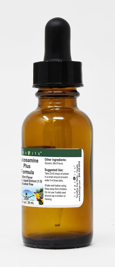 Terravita Glucosamine Plus Formula Glycerite Liquid Extract (1:5) - Mint Flavored (1 oz ZIN: 522531) - 3 Pack