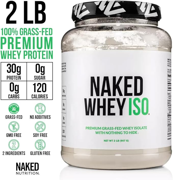NAKED Whey Isolate Protein Powder (28 Servings) Collagen Peptides Protein Powder 20oz (60 Servings) – Grass-Fed Zero Carb Unflavored Non-GMO Gluten Free Keto Paleo Friendly