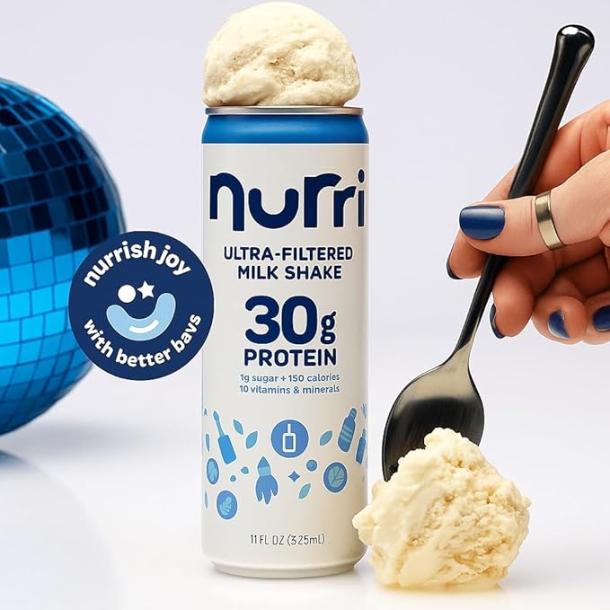 Nurri vanilla 12-Pack Ulta Filtered Milk Shake 30g Protein 1g Sugar 150 Calories 10 Vitamins Grade A Lactose Free (12 Pack Vanilla) SHIPPING BOX