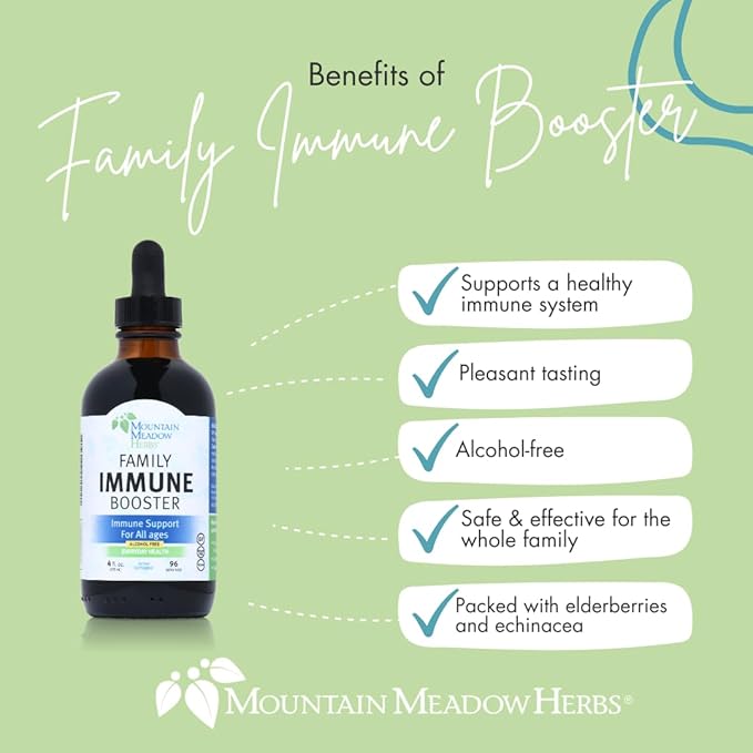 Mountain Meadow Herbs Family Immune Booster Extract with Sambucus Elderberry and Echinacea | Optimal Immune Support for The Whole Family | Tincture 4 oz