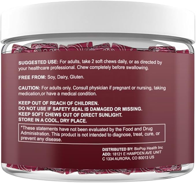 Beetroot Chews Beet Root Soft Chews with Grape Seed Pomegranate Black Pepper Vitamin C B12 Nitric Oxide Supplement for Men &amp Women Cherry Flavor Sugar Free 60 Chews