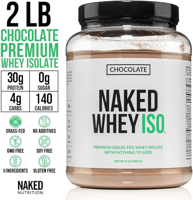 NAKED Chocolate Whey Isolate Protein Powder (24 Servings) Collagen Peptides Protein Powder 20oz (60 Servings) – Grass-Fed Pasture-Raised Non-GMO Gluten Free Keto Paleo Friendly
