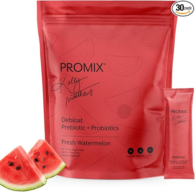 ProMix Nutrition Debloat Prebiotics and Probiotics Immune Support Supplement for Digestion Cortisol Health Gut Cleanse - Watermelon - 30 Servings (Pack of 30)