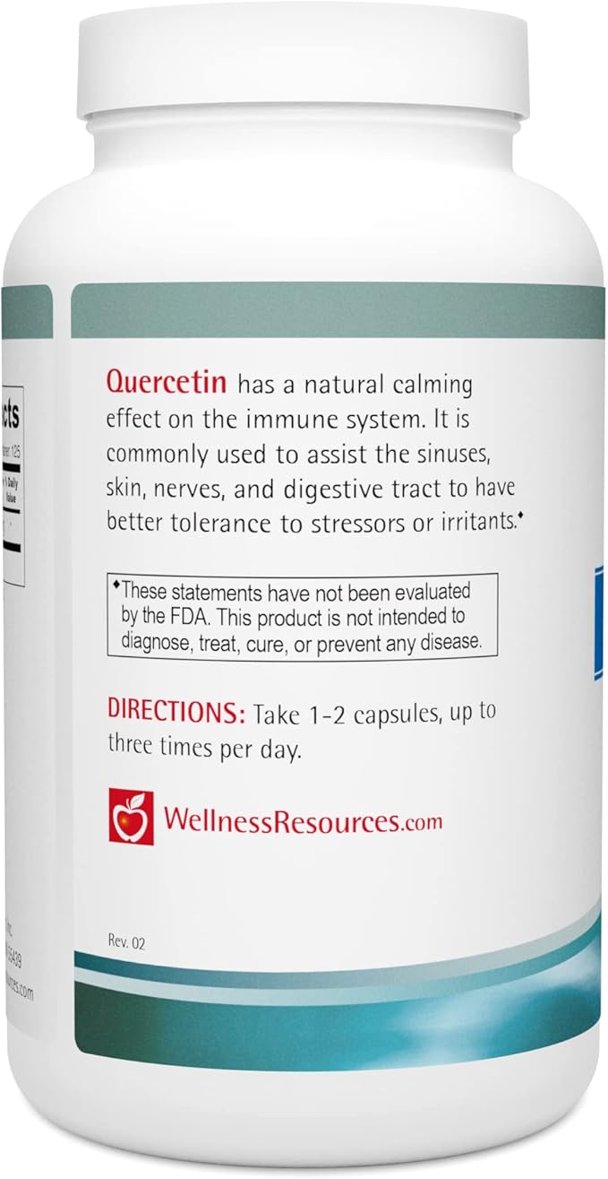 Wellness Resources Quercetin - Immune Sinus and Allergy Support 1000mg per Serving - (250 caps/125 Servings) Vegan Non-GMO