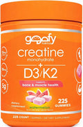 Creatine Monohydrate + D3 K2 Gummies (225 Count. Value Pack) - Muscle Bone &amp Performance Support - Watermelon Flavor - Goofy Turtle